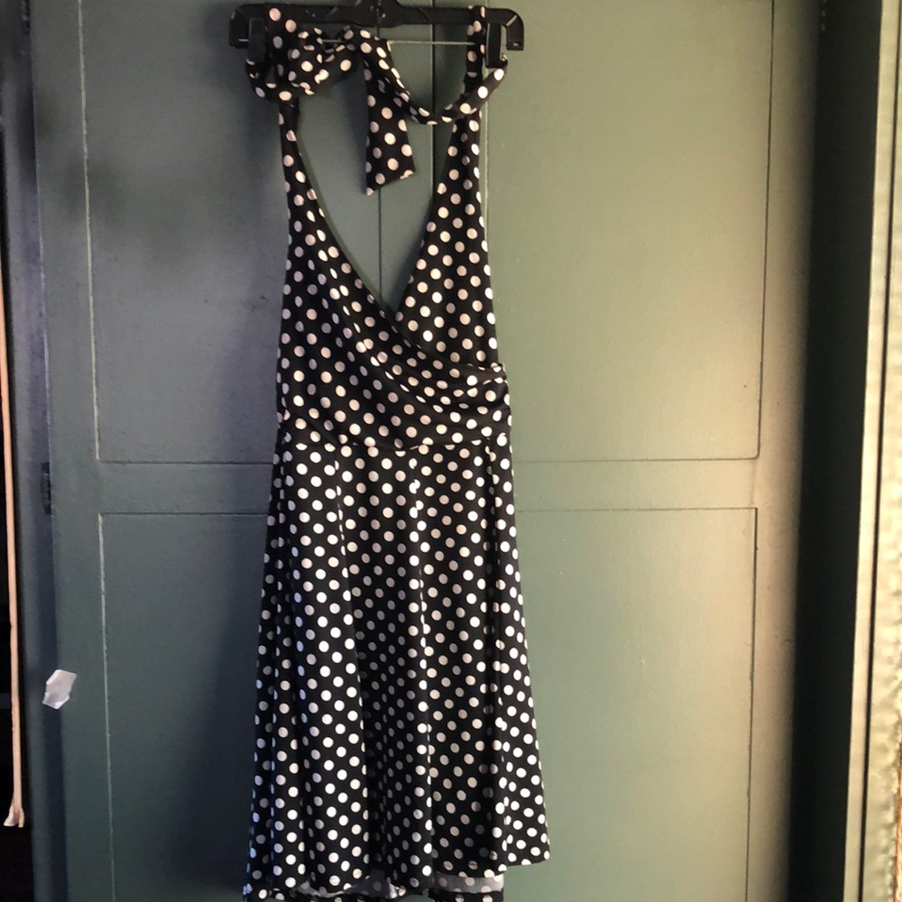Sourpuss black & white halter swing dress